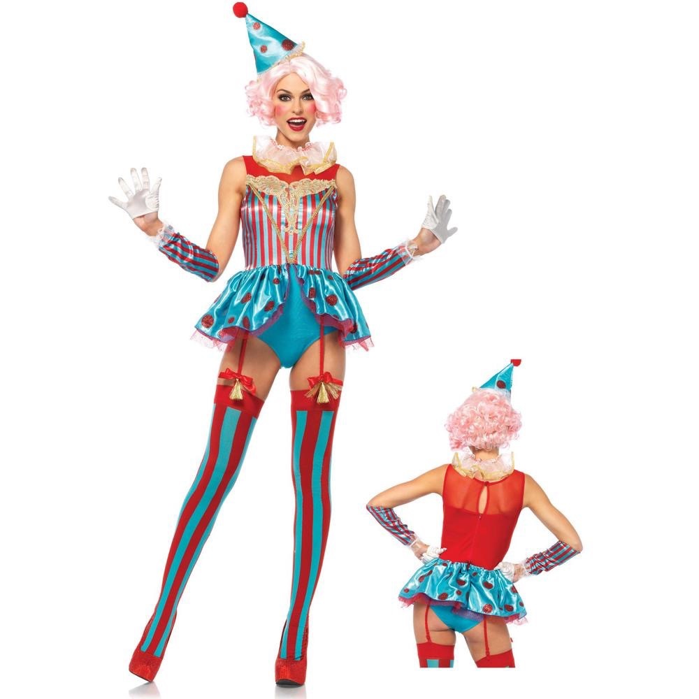 4 PC Delightful Circus Clown Halloween Sexy Costume S